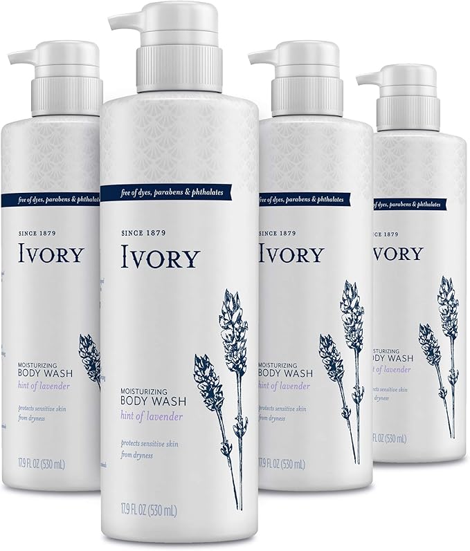 Ivory Sensitive Skin Moisturizing Body Wash, Hint of Lavender, 17.9 Fl Oz (Pack of 4) - Image 2